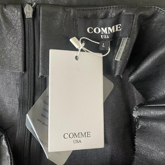 COMME USA Black Stretch Faux Leather Lace Up Mini Skirt - Picture 5 of 5